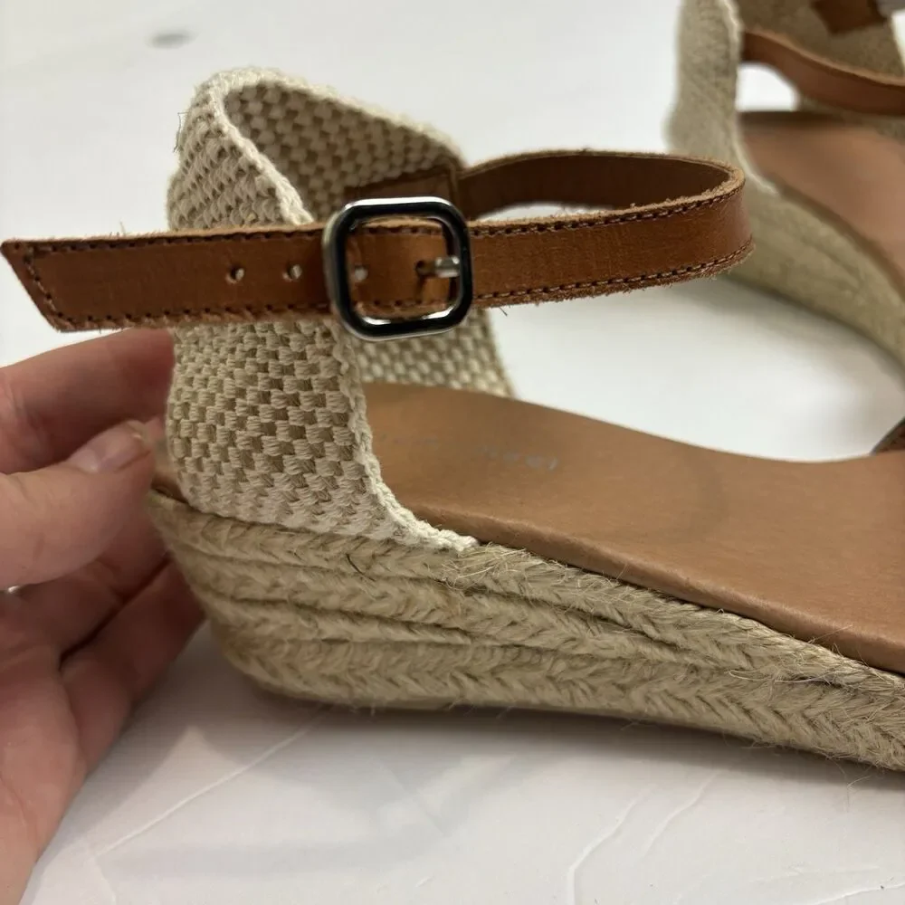Eric Michael Trieste Espadrille Wedge Sandals, Women's 40 | US 9.5-10 Black Tan